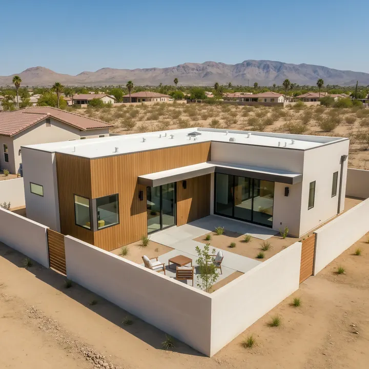 Haven Ridge Sunset ACB-DG-005 Arizona casita design with sunset lighting and warm exterior finishes