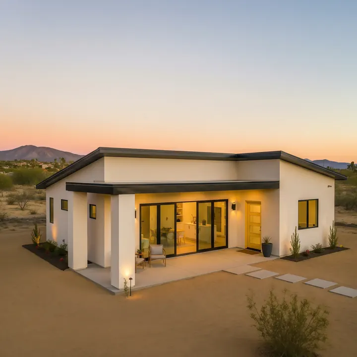 Arroyo Gold Sunset ACB-DG-043 casita and ADU exterior design with sunset desert tones