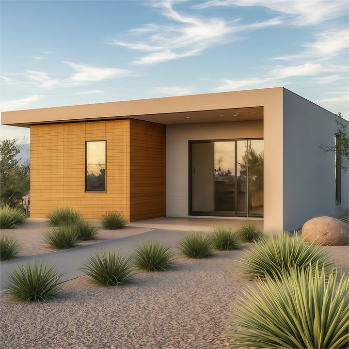 Sonoran Modern Terrace ACB-DG-048 custom Arizona casita design with terrace and desert-modern exterior