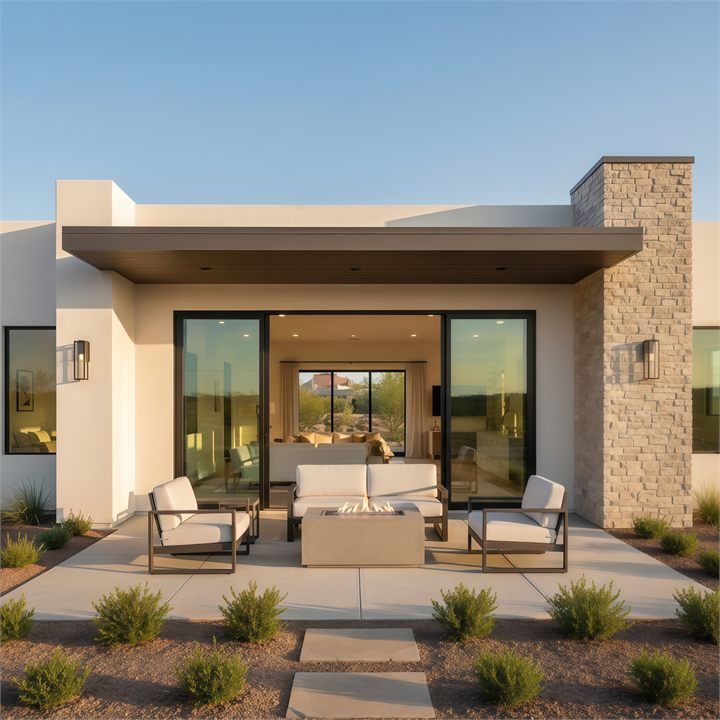 Palma Studio ACB-DG-052 custom studio casita design with desert landscaping and bright exterior
