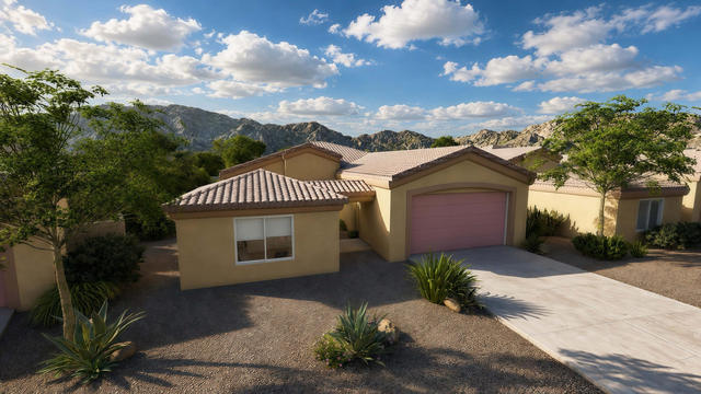 Front Addition view of the 288-square-foot, 16-by-18-foot attached studio casita with breezeway, showing addition beside the garage.