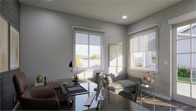Office corner rendering for the 20 by 15 casita home office floor plan