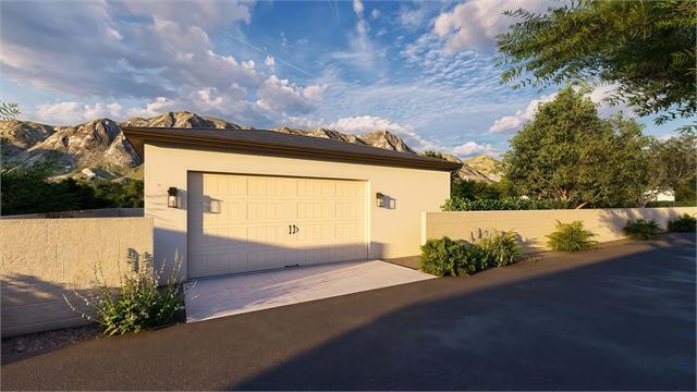 Kitchen rendering for the 25 by 30 750 square foot casita floor plan