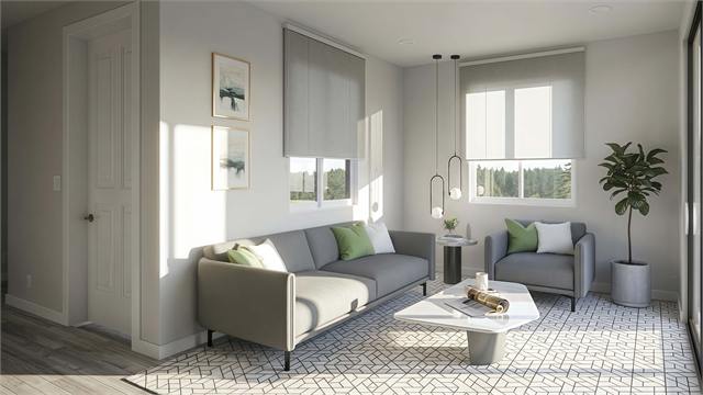Living room rendering for the 25 by 30 750 square foot casita