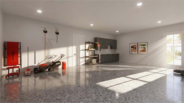 Open living room rendering for the 25 by 30 Arizona casita