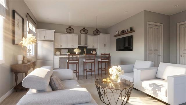 Living and kitchen rendering for the 29 by 34 accessory dwelling unit