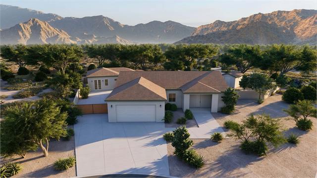 Front property aerial rendering of an Arizona home with a backyard ADU