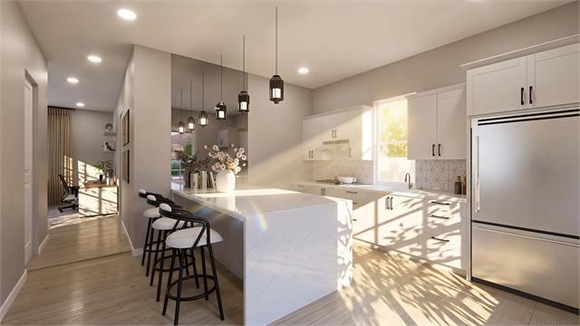 Kitchen island rendering for a 796 square foot accessory dwelling unit in Arizona