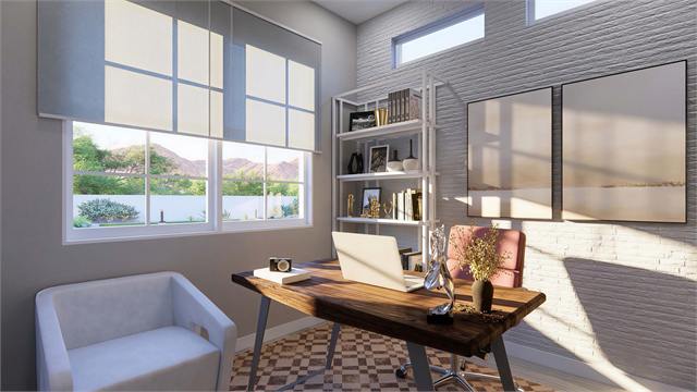 Office rendering for the 35 by 22 727 square foot casita floor plan