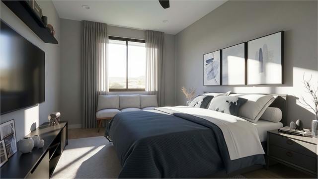Second bedroom rendering for a two-bedroom 1100 square foot casita