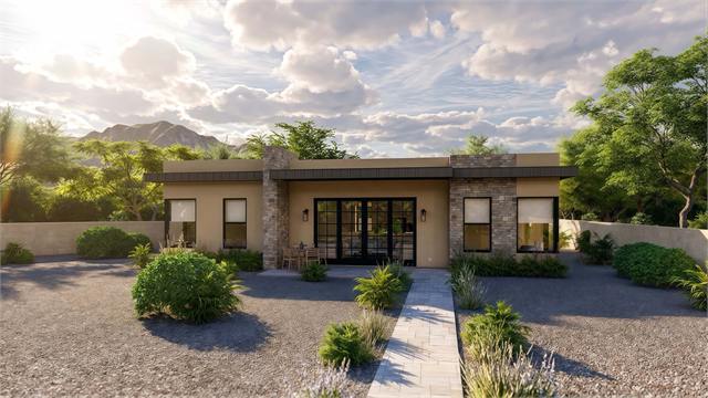 Front walkway exterior rendering of the 45 by 22 accessory dwelling unit