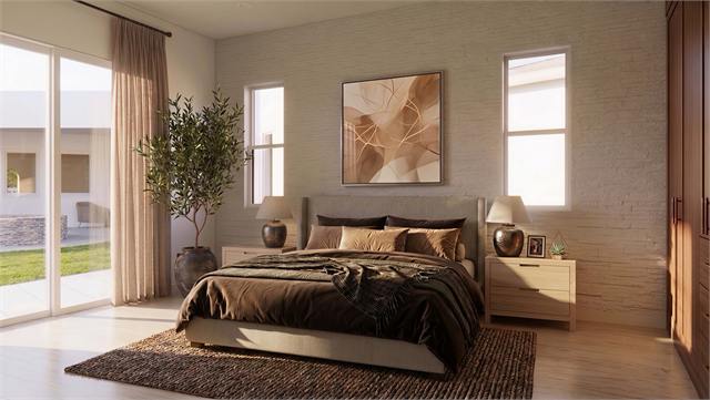 Private bedroom rendering for the 46 by 19 874 square foot casita plan