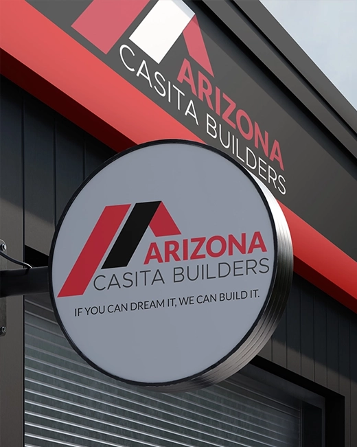 Arizona Casita Builders office sign outside the design-build shop