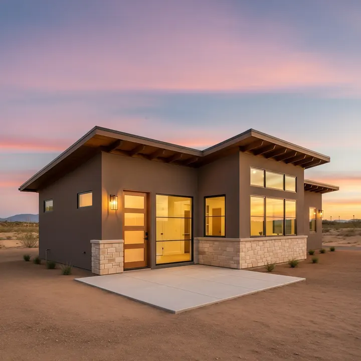 Copper Hollow Courtyard backyard casita design with warm desert materials