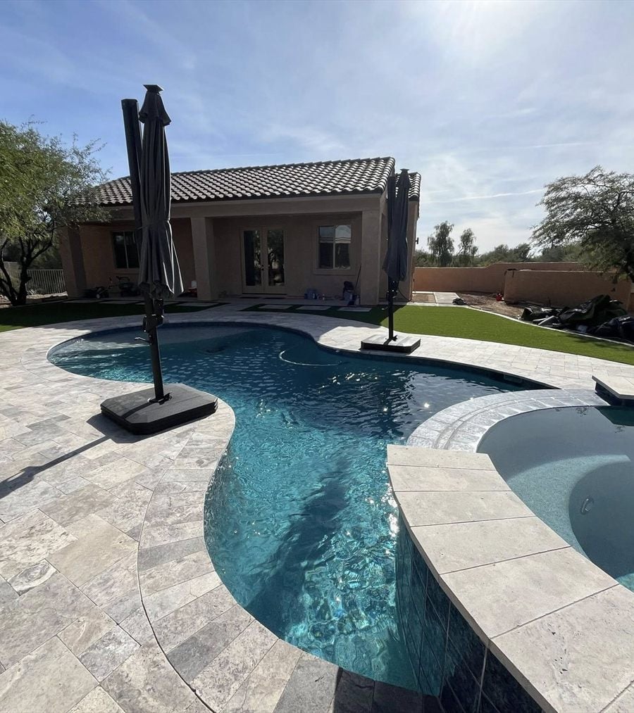 Cave Creek casita ADU with pool-side covered patio and backyard landscaping