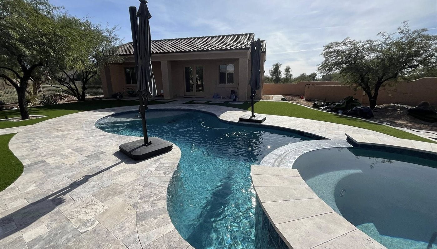 Finished Cave Creek casita ADU with covered patio and backyard pool area